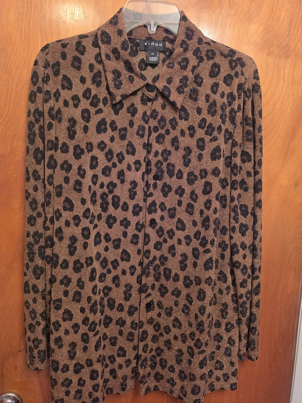 Vintage Virgo Brown and Black Leopard-Print Shimmer Shirt And Tank